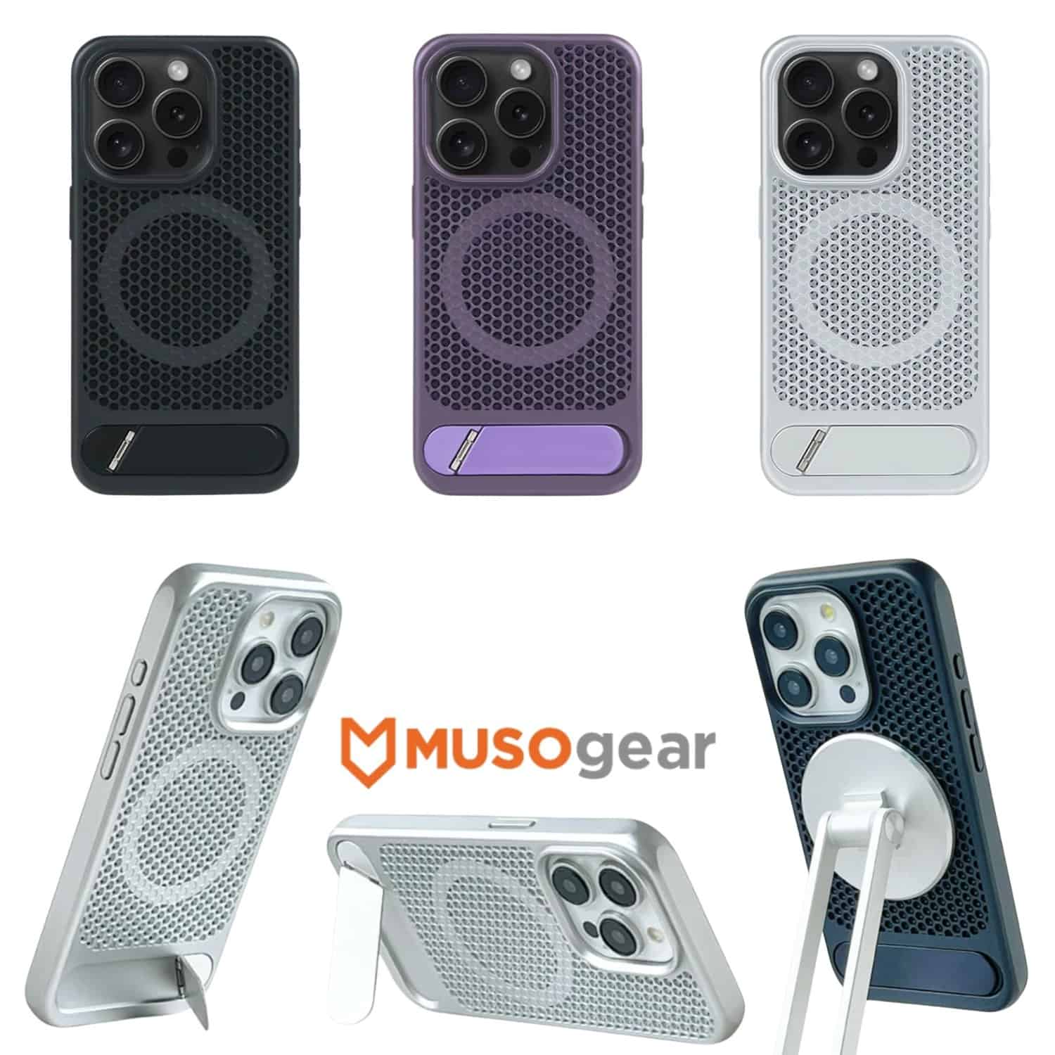 iPhone 15 Pro Max M11 Mesh Magsafe Kickstand Case