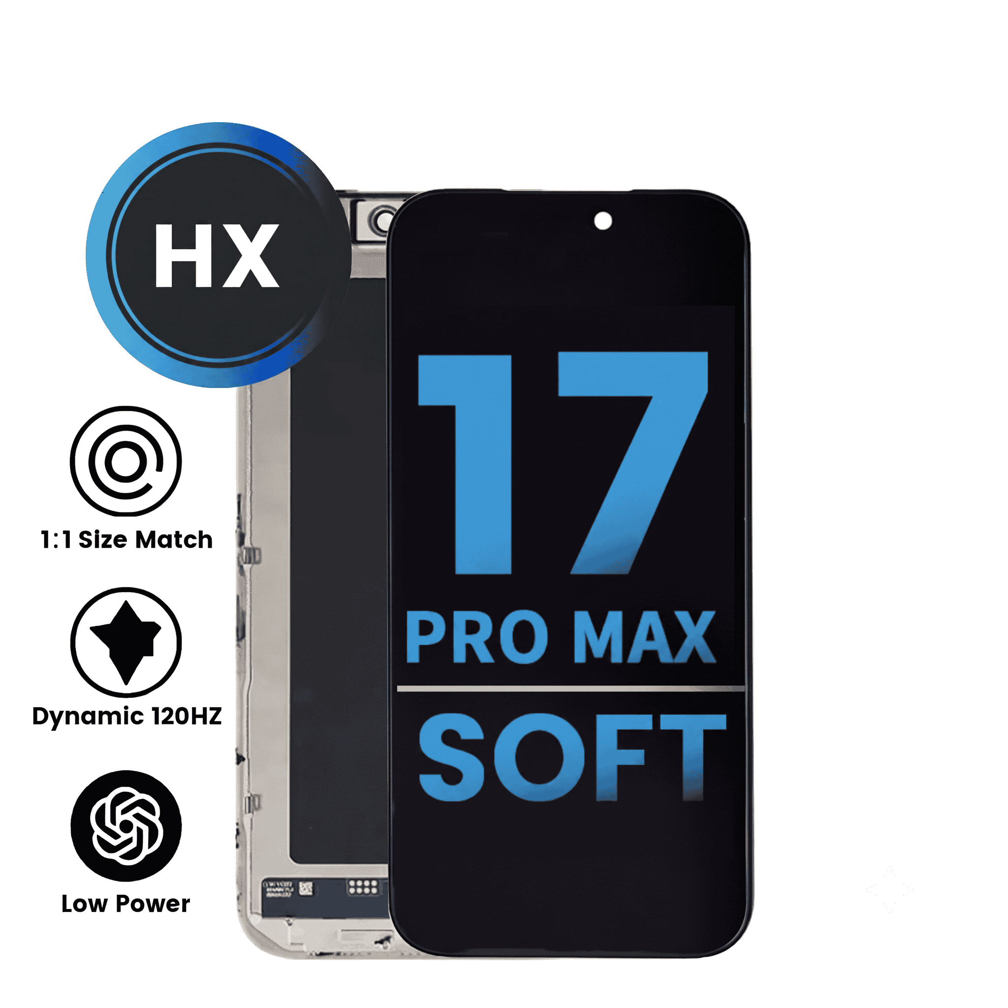iPhone 17 Pro Max (6.9 Inch) Compatible LCD (Soft OLED) Touch Digitizer Screen [HX]